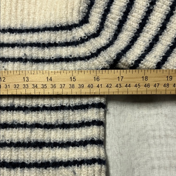 Wilfred Cream and‎ Navy Striped Crew Wool Neck Sweater - Picture 4 of 7